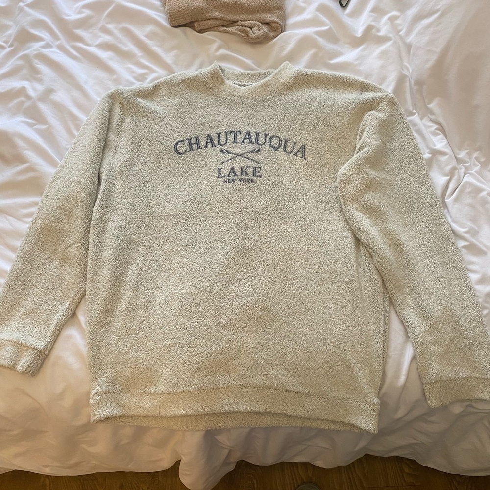 Fuzzy crewneck sweater
